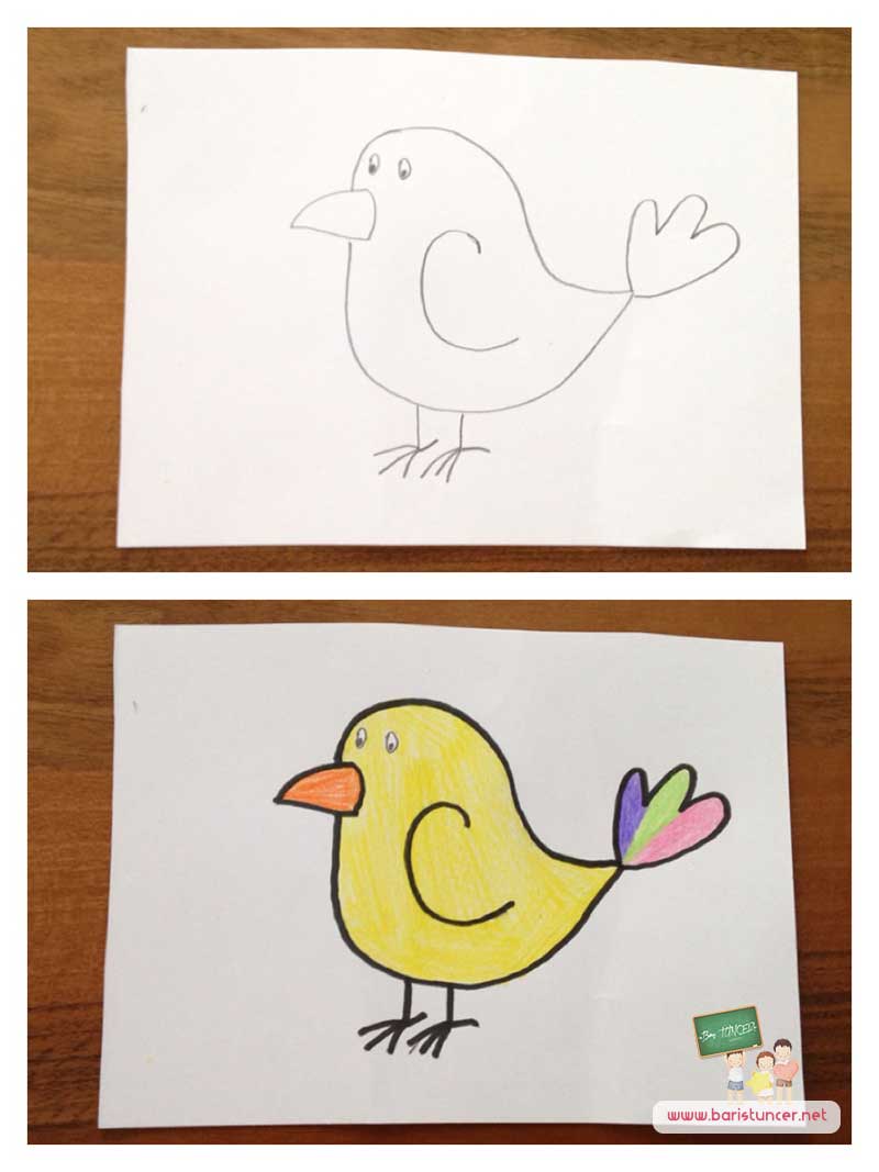 Yap-bozumuz için bir resim seçelim. - Seçtiğimiz resmi beyaz kağıda çizelim(fotokopi de kullanılabilir). - Resmimizi çocukların renklendirmesini sağlayıp tahta kalemi ile çizgileri belirginleştirelim.