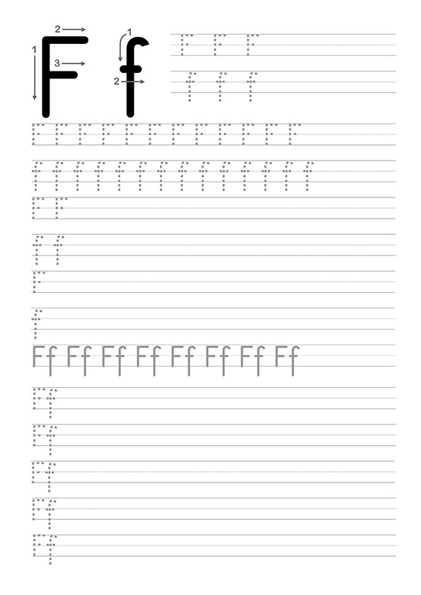 F Harfi Dik Temel Harfler Çalışma Sayfaları