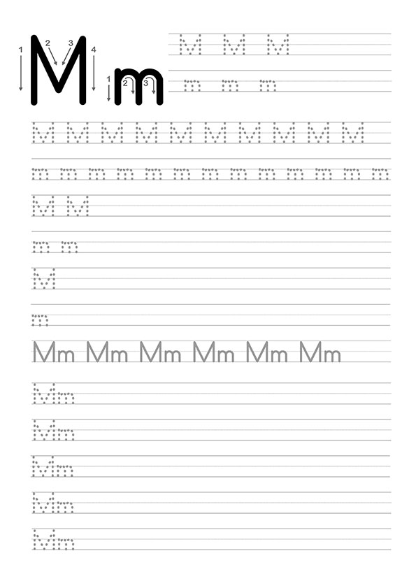 M Harfi Dik Temel Harfler Çalışma Sayfaları